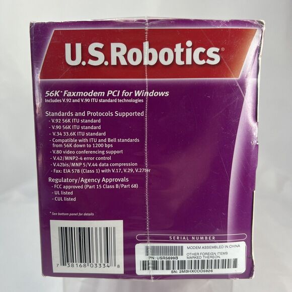 US Robotics 56k Faxmodem PCI For Windows (V.92) Model: USR5699B*NEW SEAL IN BOX! - Picture 6 of 6